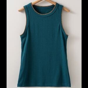 NWOT Dark Teal Stiched Tank Top, Womens Size Small